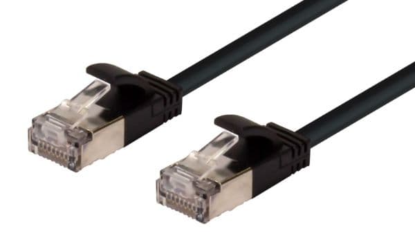 Dynamix 2.5m Cat6A S/FTP Black 10G LSZH Patch Lead 34AWG 802.3af Shielded Plug. PLSSK-C6A-2-5