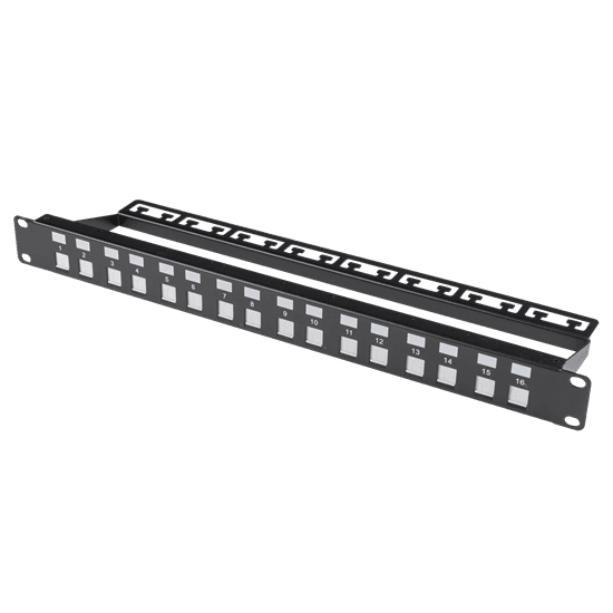 Dynamix DYNAMIX 16 Port Unloaded Patch Panel, Shuttered Keystone Inserts, PP-UKS-16