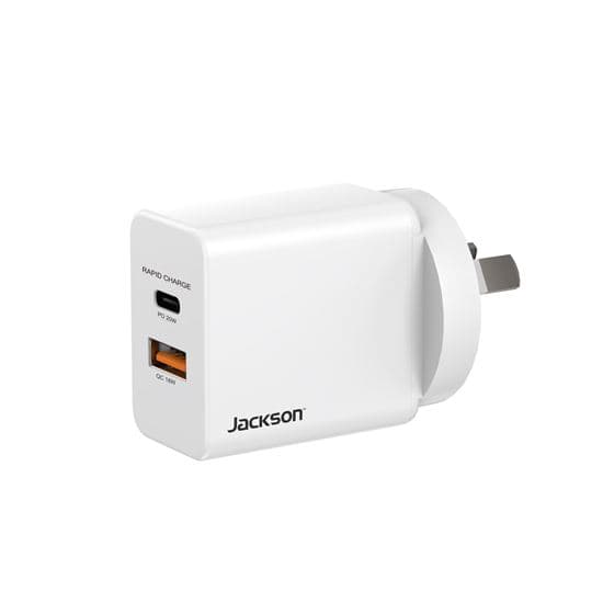Jackson JACKSON 20W Dual Port USB Wall Charger with 1x USB-A (18W) & 1x PT2USBAC20