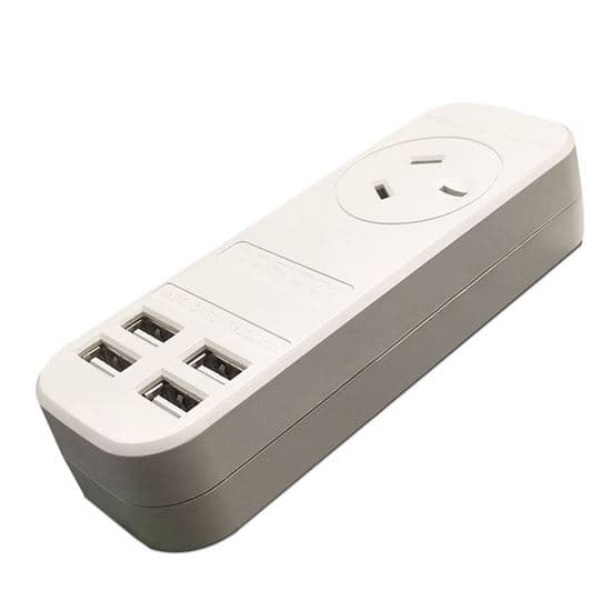 Jackson JACKSON 1x Outlet Power board with 4x USB Charging Outlets. 3.4A. 0.9m PT3USB3A