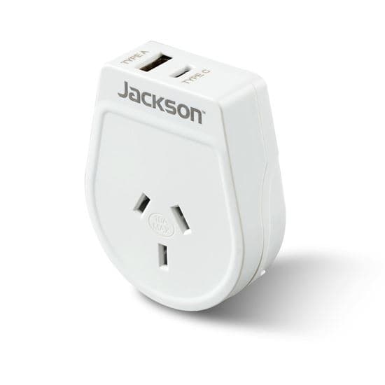 Jackson JACKSON Slim Outbound Travel Adaptor 1x USB-A and 1x USB-C PTA8809USBMC