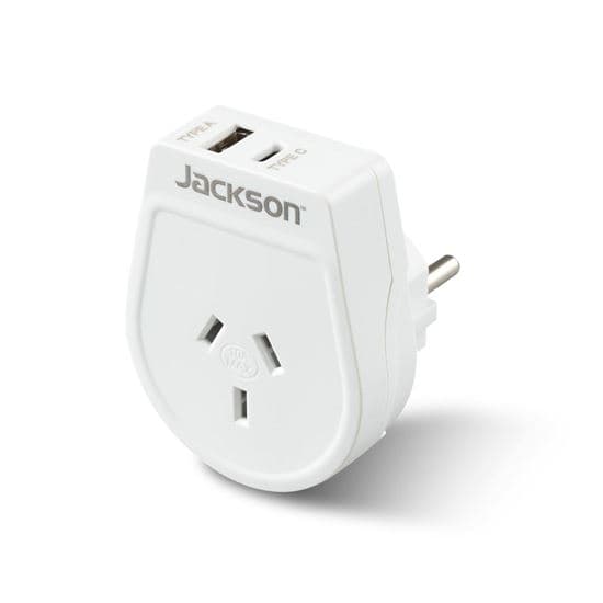 Jackson JACKSON Slim Outbound Travel Adaptor 1x USB-A and 1x USB-C PTA8810USBMC