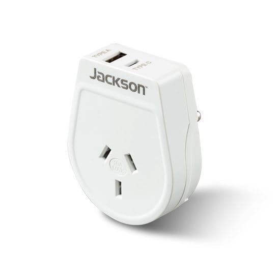 Jackson JACKSON Slim Outbound Travel Adaptor 1x USB-A and 1x USB-C PTA8814USBMC