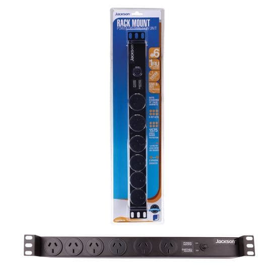 Jackson JACKSON 1RU 6x Outlet Horizontal Power Rail. Surge Protected 525J RAC0600