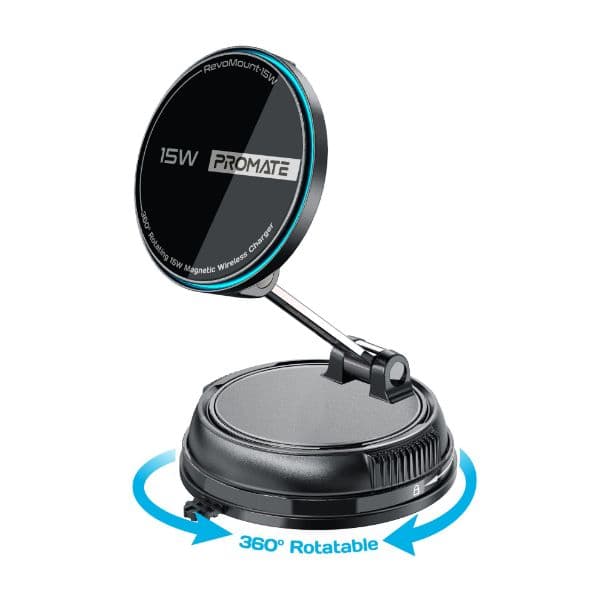 Promate SecureGrip 360 Cradleless 15W MagSafe Compatible SmartPhone Charger Mount REVOMOUNT-15W