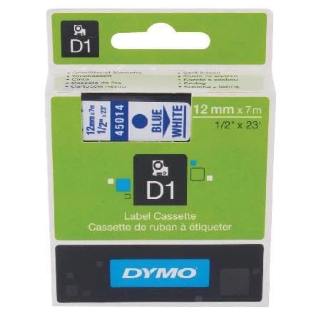 Dymo DYMO Genuine D1 Label Cassette Tape 12mm x 7M, Blue on White. S0720540