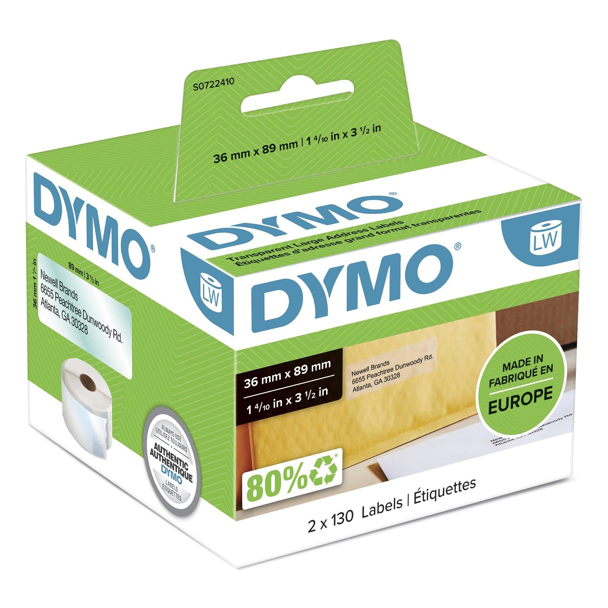 Dymo DYMO Genuine LabelWriter Large Address Labels 36mm x 89mm Clear S0722410