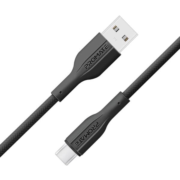 PROMATE 2M USB-A To USB-C Super Flexible Cable. Supports 2A Charging & 480Mbps Data XCORD-AC200-BLK
