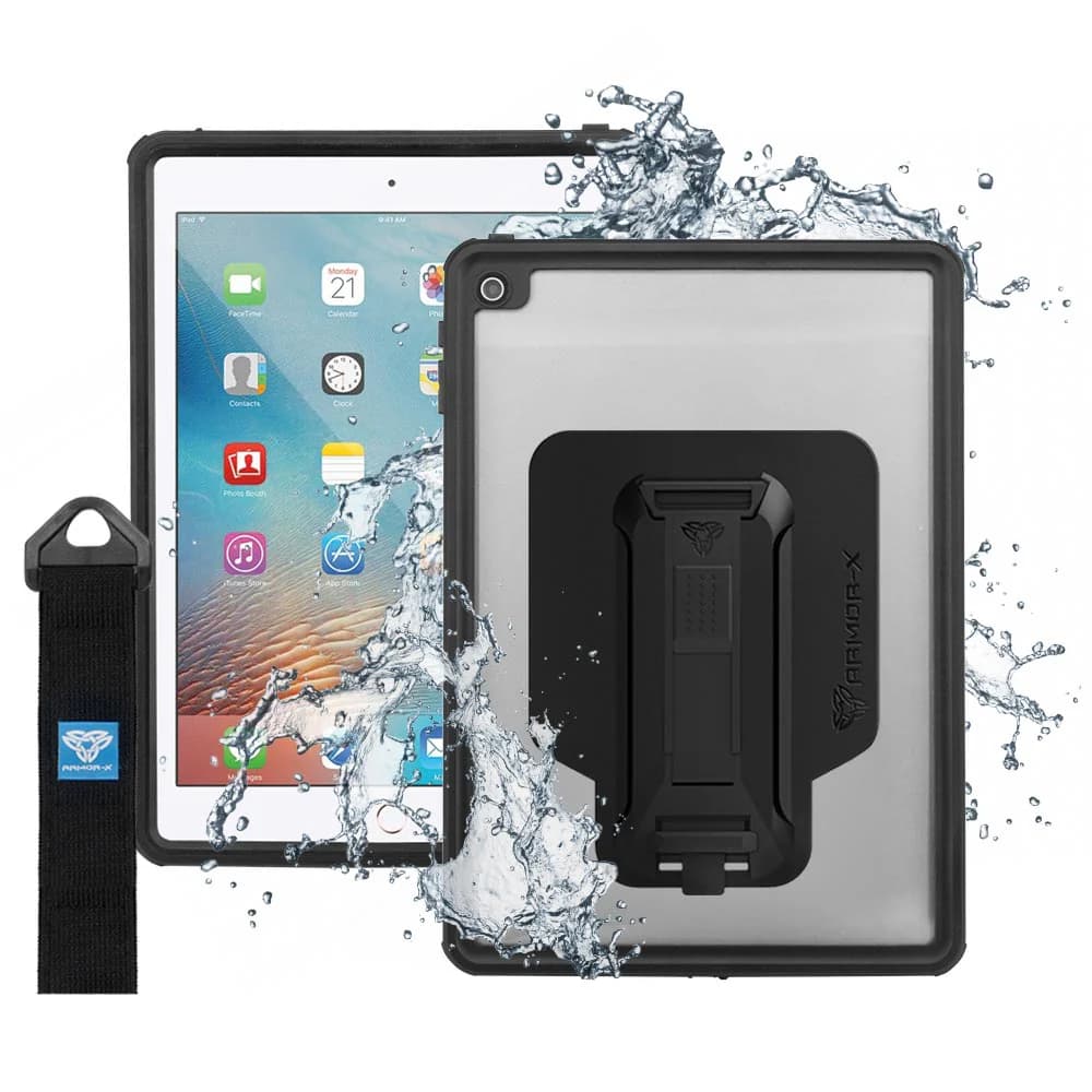 Armor-X Waterproof Case with Handstrap- Kickstand and X-Mount for iPad 9.7"" Black (Ipad Air 2) 385898