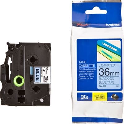 Brother Brother TZe-561 36mm x 8m Black on Blue Tape TZE561