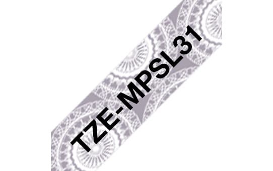 Brother Brother TZEMPSL31 12mm x 4m P-Touch Black on Silver Lace Tape TZEMPSL31