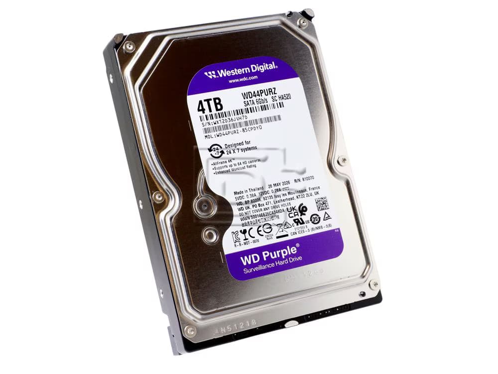 Western Digital WD Purple 4TB SATA 3.5" Intellipower 64MB Surveillance HDD 3Yr Wty WD44PURZ