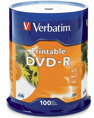Verbatim Verbatim DVD-R 4.7GB 16x White Printable 100 Pack on Spindle MV271