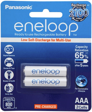 Panasonic Panasonic Eneloop AAA 800mAh Rechargeable Batteries 2 Pack PA4203