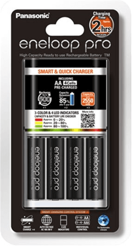 Panasonic Panasonic Eneloop Quick Charger + 4 AA Eneloop Pro Batteries PA4212