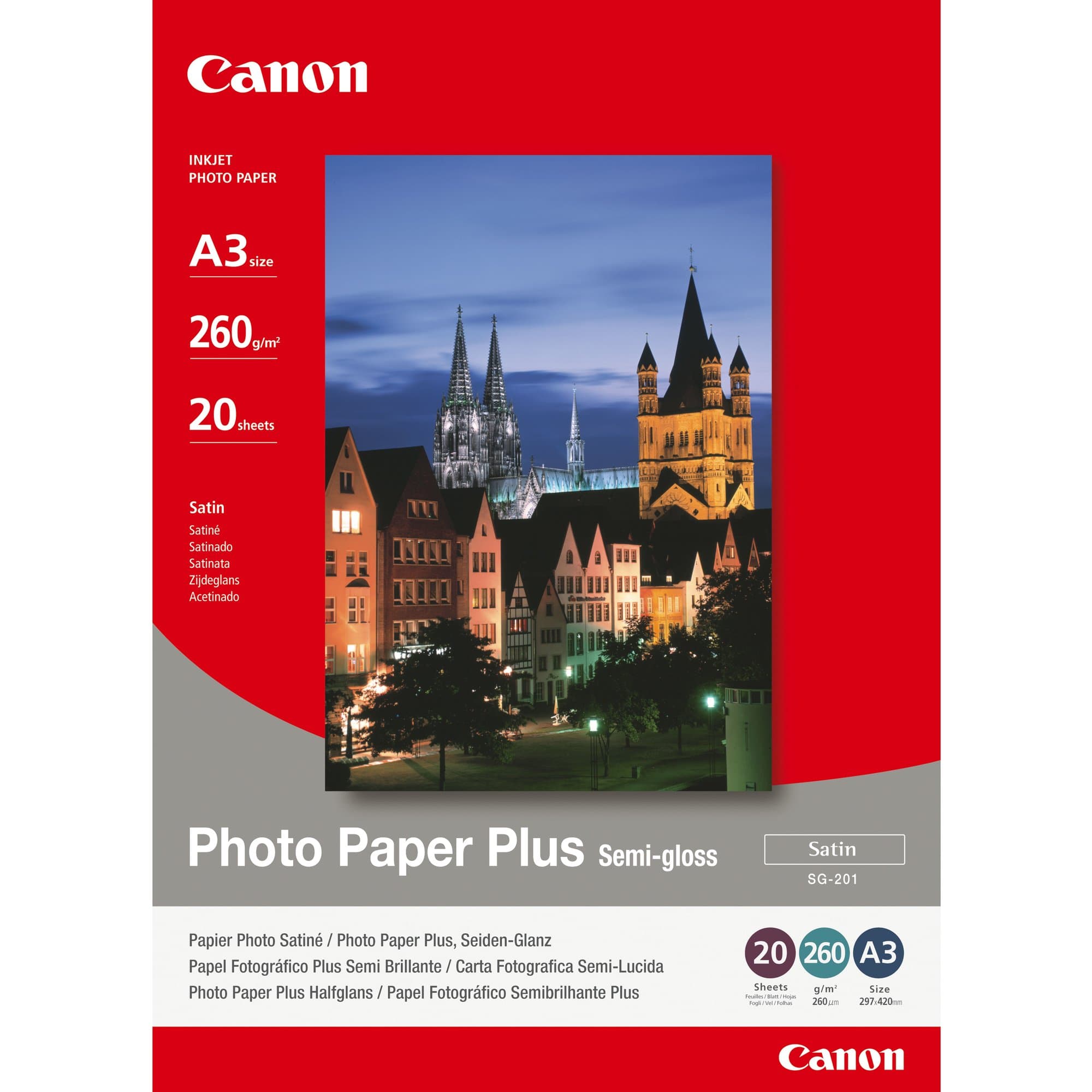 Canon Canon SG-201 A3 Semi Gloss Satin 260gsm Photo Paper - 20 Sheets PB2064