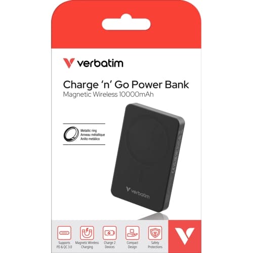 Verbatim Verbatim Power Bank Magnetic Wireless 10,000mAh Essential - Black 32227