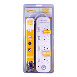 Sansai Sansai 4 Way Surge Powerboard with Individual Switches SPB0141