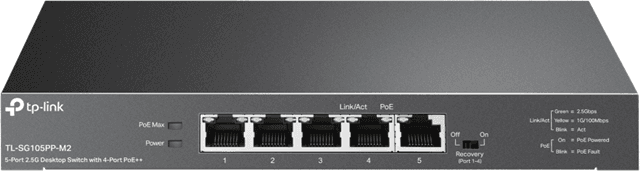 TP-Link TP-Link SG105PP-M2 5 Port 2.5 Gigabit Switch Steel Case PoE TP4018