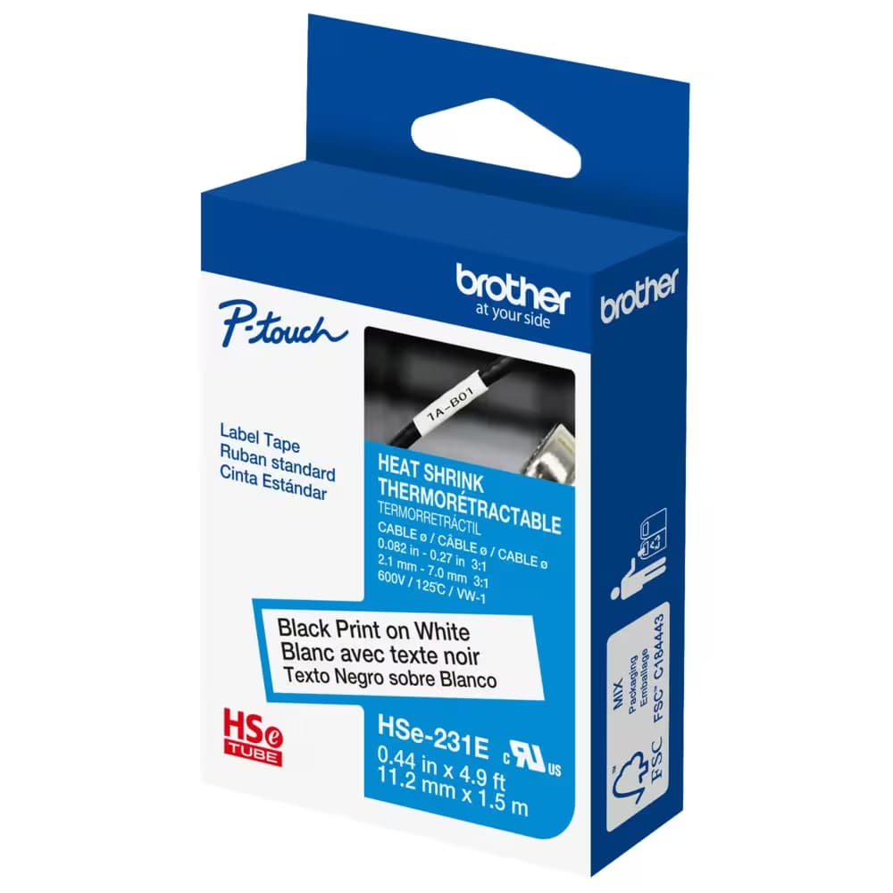Brother Brother tube tape Black on Wht BHSE231E