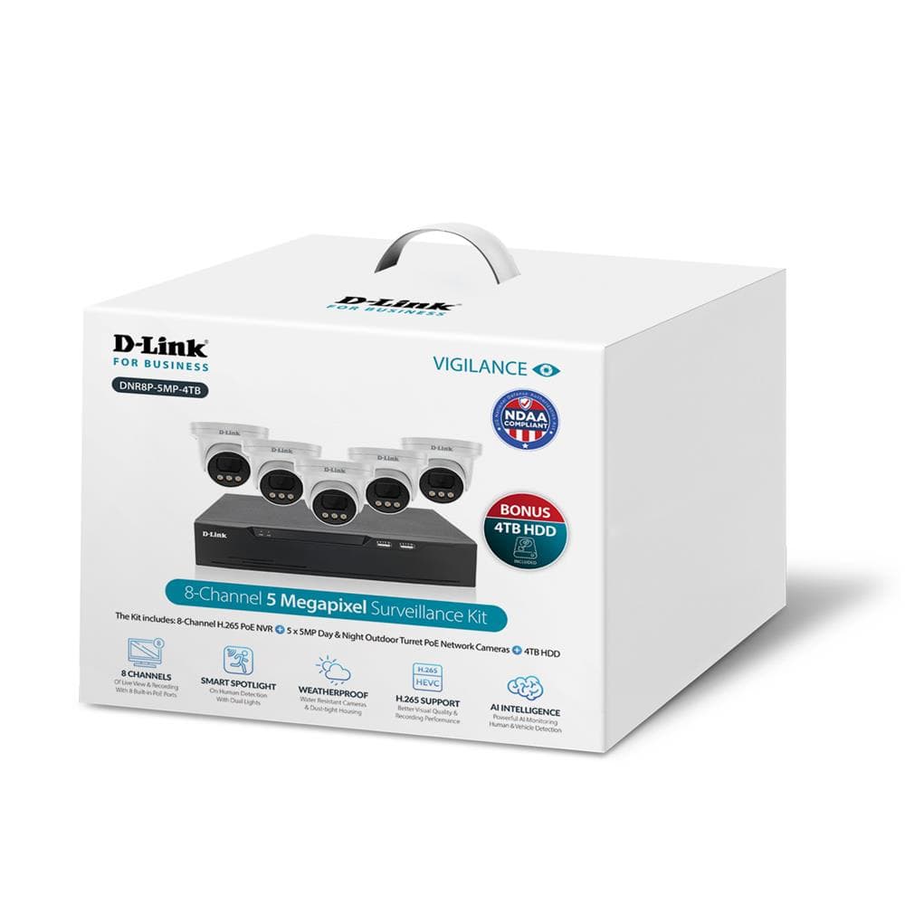 D-Link Dlink Vigilance Kit 8CH 5MP4TB DLDNR8P5MP4TB