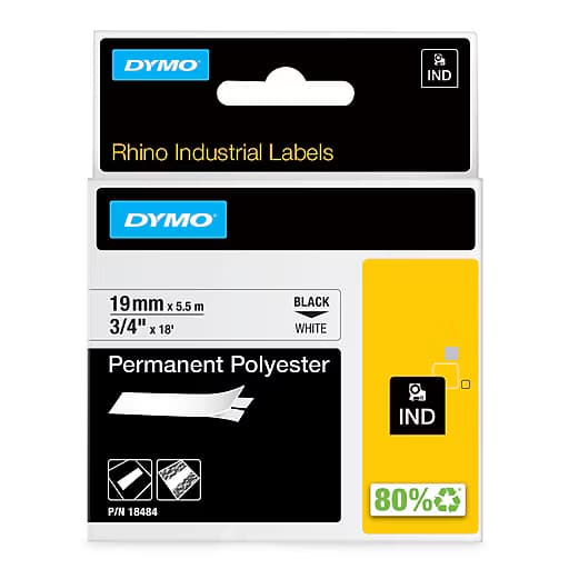 Dymo DymoRhino Blk on Wht 19mm Tape DY18484