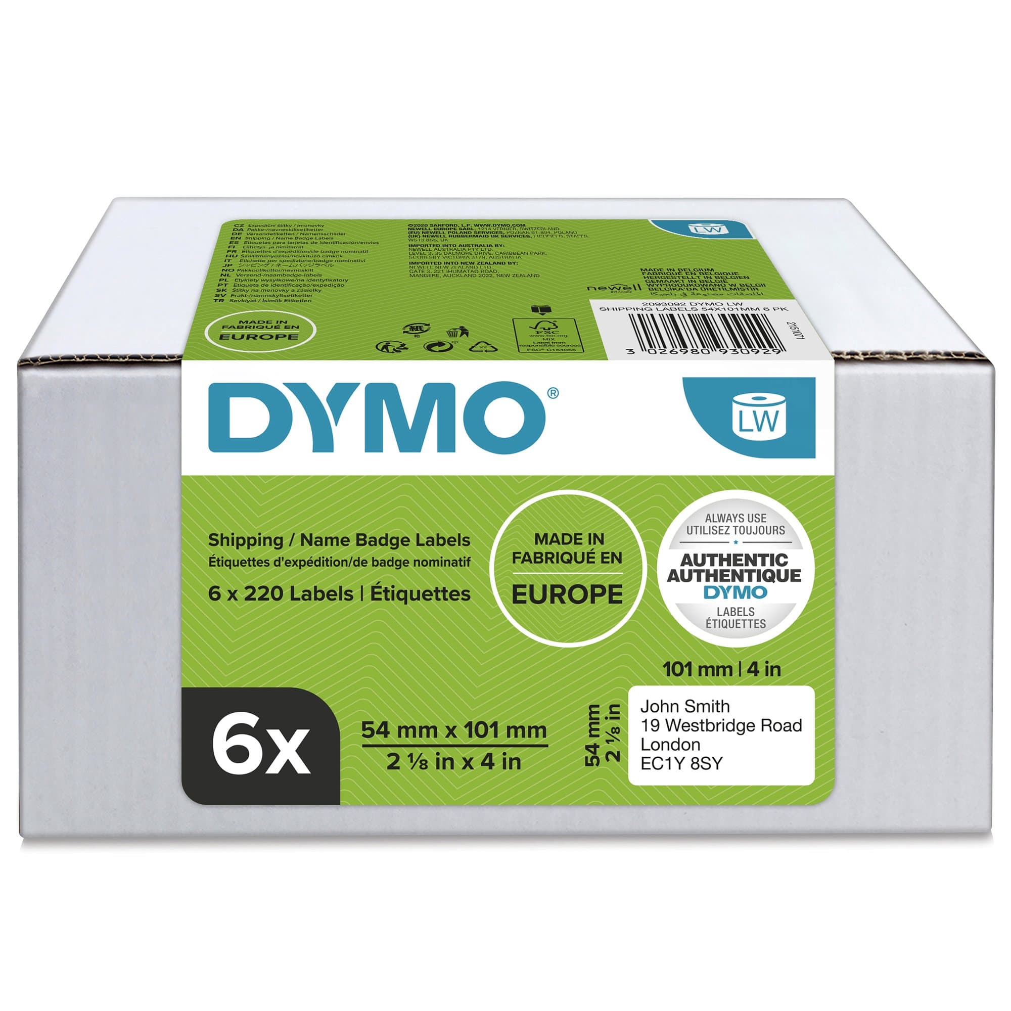 Dymo Dymo LW Ship Lbl 54X101m Pk6 DY2093092