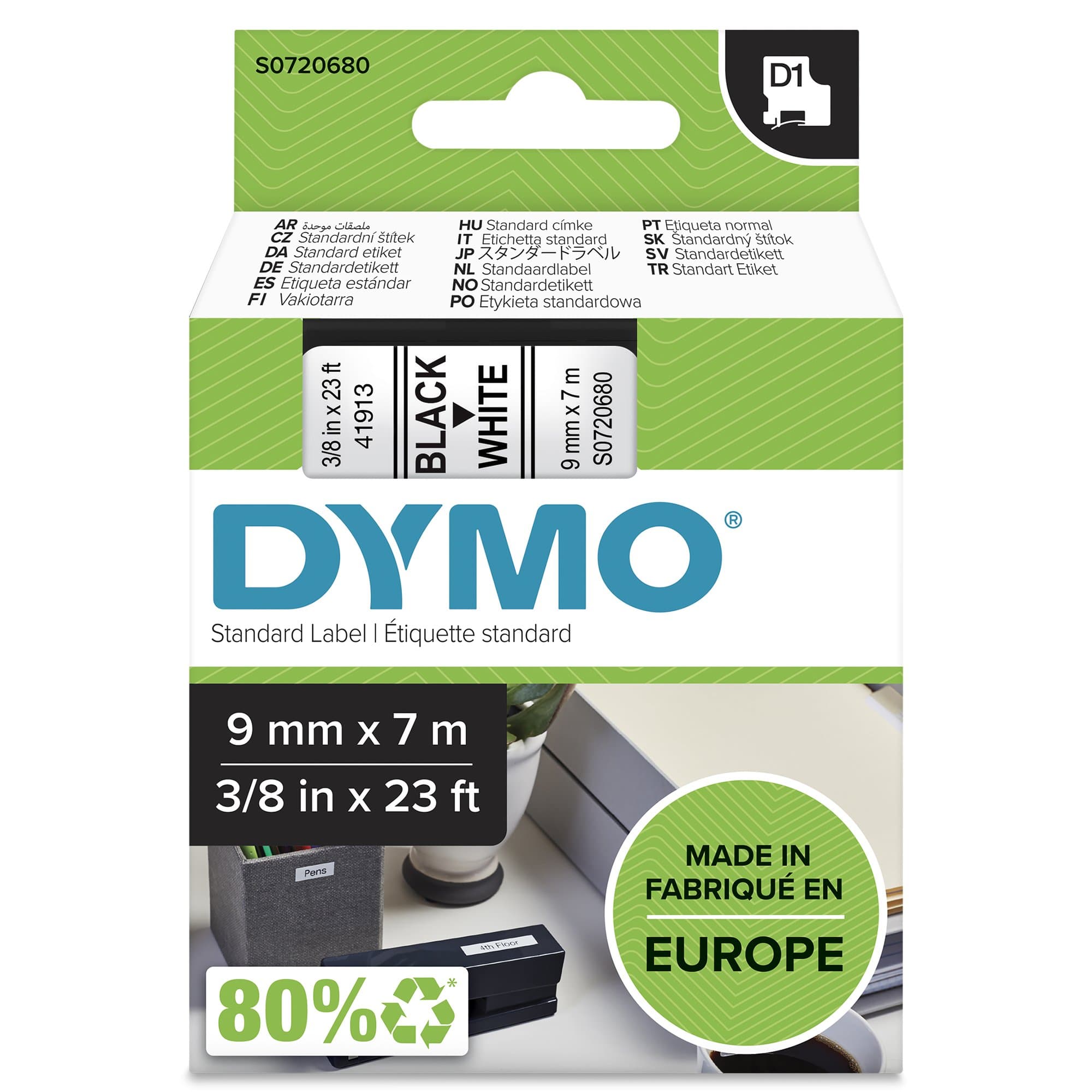 Dymo Dymo Blk on Wht 9mm x7m Tape DYS0720680