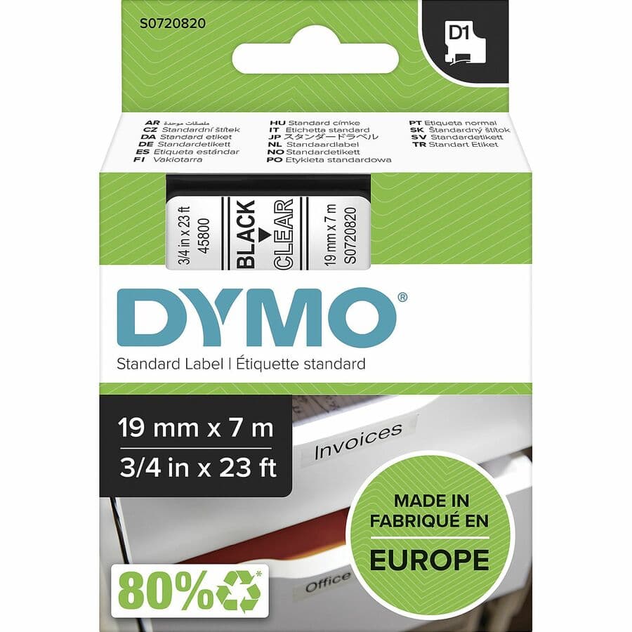 Dymo Dymo Blk on Clr 19mmx7m Tape DYS0720820