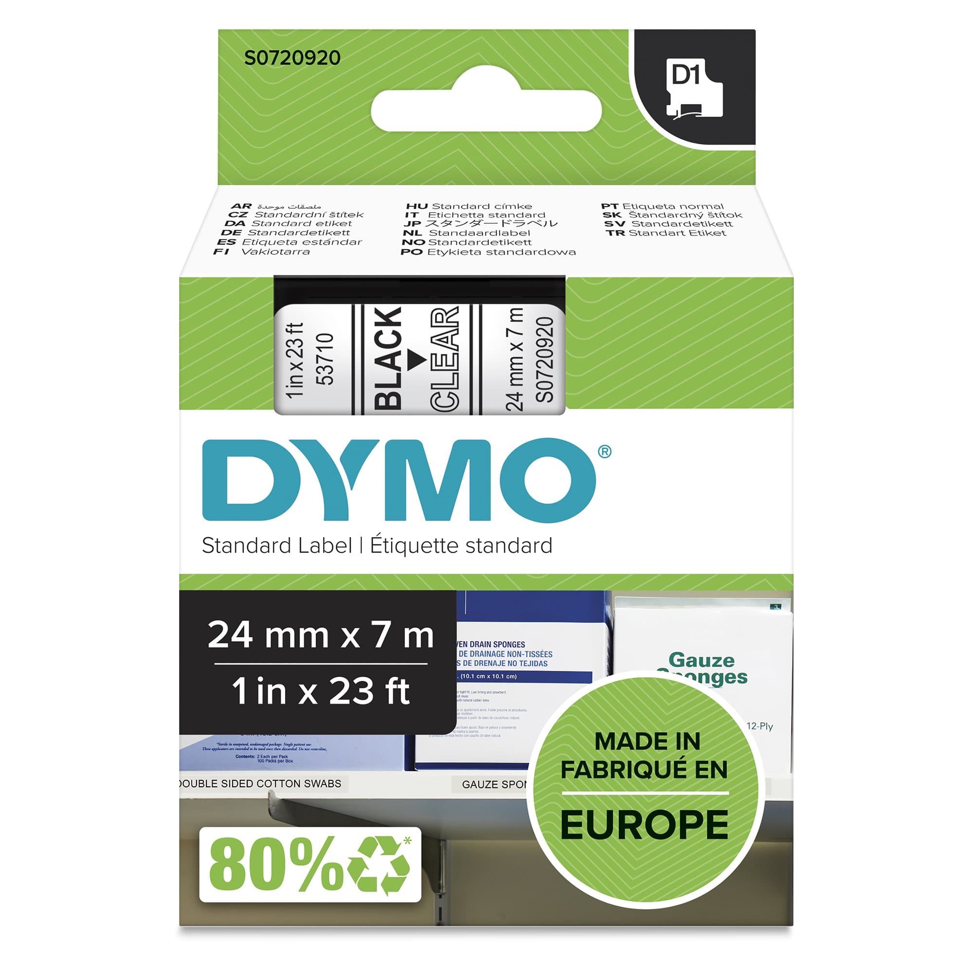 Dymo Dymo Blk on Clr 24mmx7m Tape DYS0720920