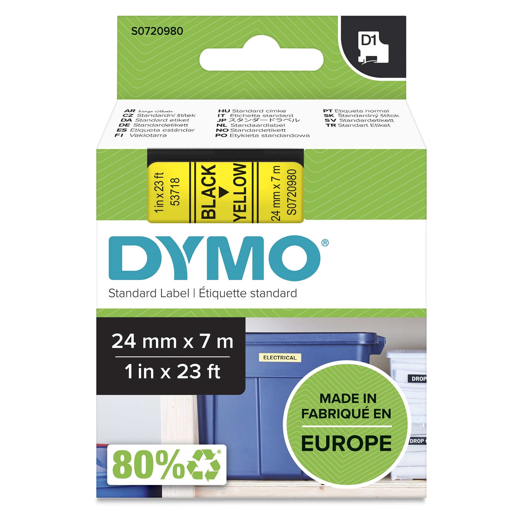 Dymo Dymo Blk on Yell 24mmx7m Tape DYS0720980