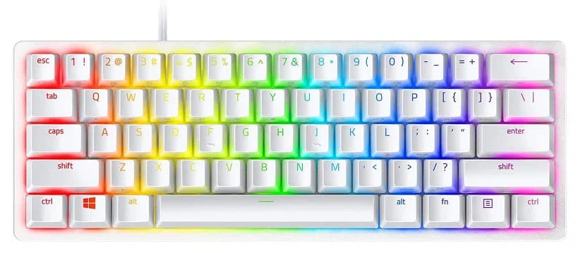 Razer Razer Huntsman Mini - Mercury Edition - 60% Optical Gaming Keyboard (Clicky Purple Switch) - Frml Packaging RZ03-03390300-R3M1
