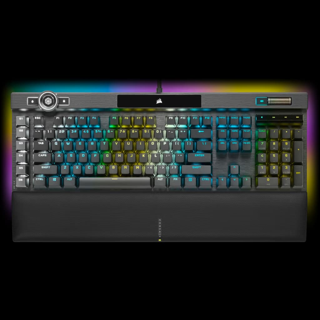 Corsair Corsair K100 RGB Mechanical Gaming Keyboard Backlit RGB LED Cherry Mx Speed Black Black Pbt Keycaps CH-912A014-NA