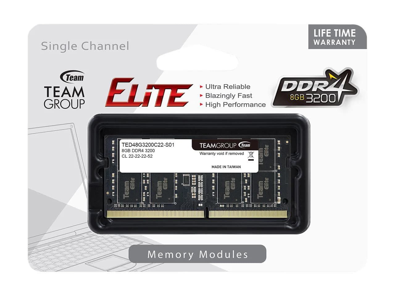 Team Team Elite 8GB 3200 DDR4 SODIMM TED48G3200C22-S01