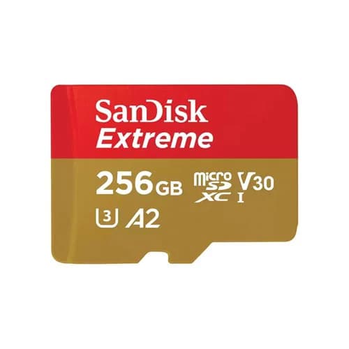 SanDisk Sandisk Extreme Microsdxc Sqxav 256GB V30 U3 C10 A2 Uhs-I 190MB/S R 130MB/S W 4X6 Sd Adaptor Lifetime Limited SDSQXAV-256G-GN6MA