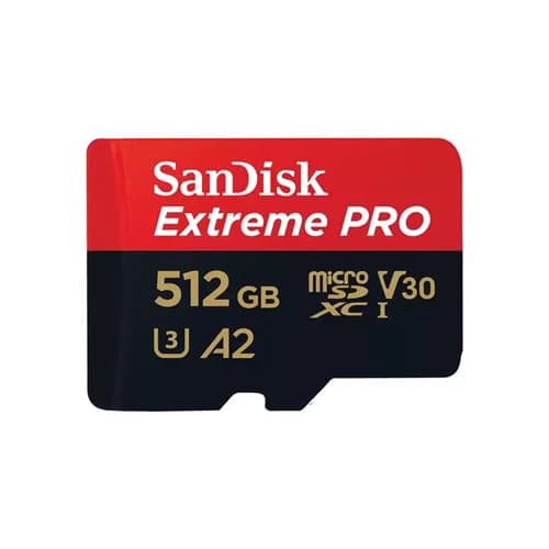 SanDisk Sandisk Extreme Pro Microsdxc Sqxcd 512GB V30 U3 C10 A2 Uhs-I 200MB/S R 140MB/S W 4X6 Sd Adaptor Lifetime Limited SDSQXCD-512G-GN6MA
