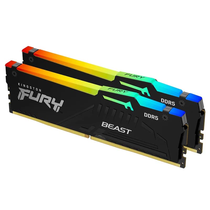 Kingston Kingston 32GB 6000MT/S DDR5 CL36 Dimm (Kit of 2) Fury Beast RGB Black Expo KF560C36BBE2AK2-32