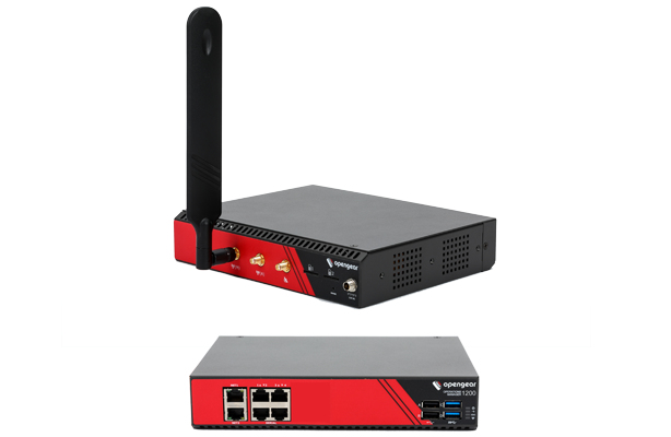 Opengear OM1204-L 4-Port serial straight pinout 2x 1GbE 4G LTE-A Pro Global dual power input single universal PSU Opengear — view 1