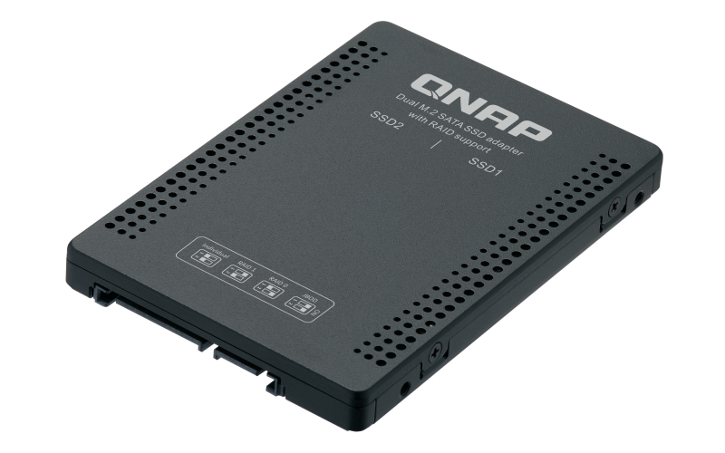 QNAP QDA-A2MAR 2.5-inch SATA drive bay caddy that holds 2x  M.2 SATA SSDs QNAP — view 2