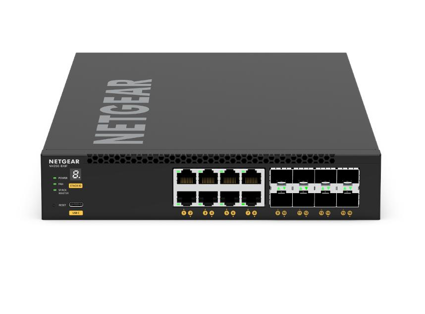NETGEAR XSM4316-100AJS AV Line 16-Port 10GigE RJ45 / SFP+ Managed Switch 8x 10GigE SFP+ 8x 10GigE RJ45 NETGEAR — view 1