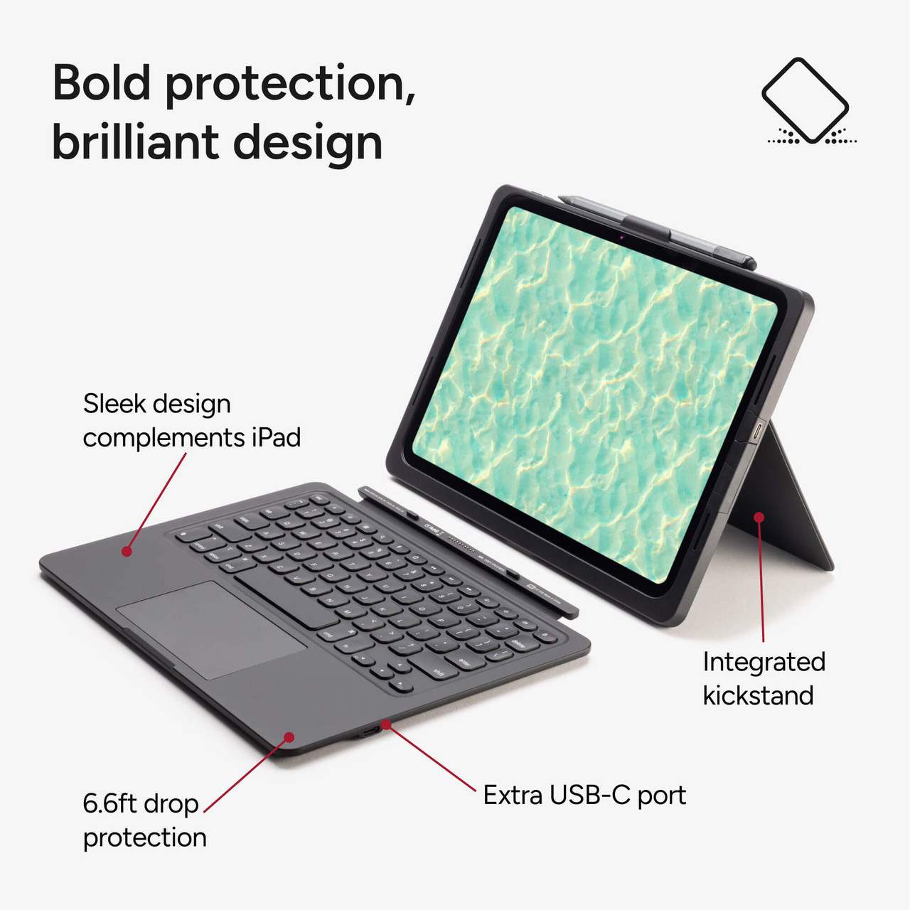ZAGG Pro Keys Connect Keyboard Tablet Case with Trackpad (US Layout), Apple iPad Pro 13 (M ZAGG — view 2
