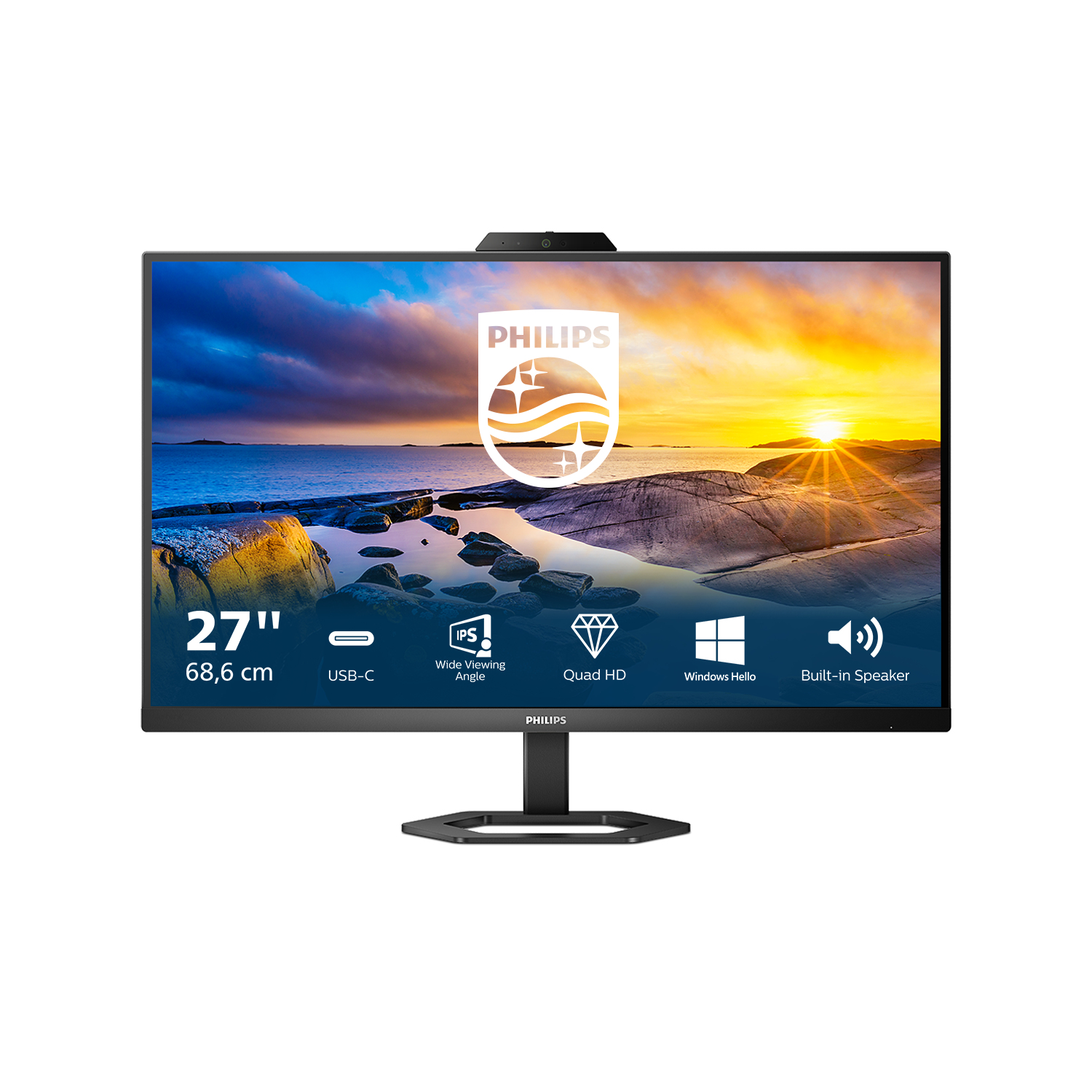 PHILIPS 27E1N5600HE/75 27" 16:9 1440P QHD IPS LCD,4MS,HDMI,DP,USB-C,USB,CAM,SPKR,H/ADJ,4YR PHILIPS — view 2