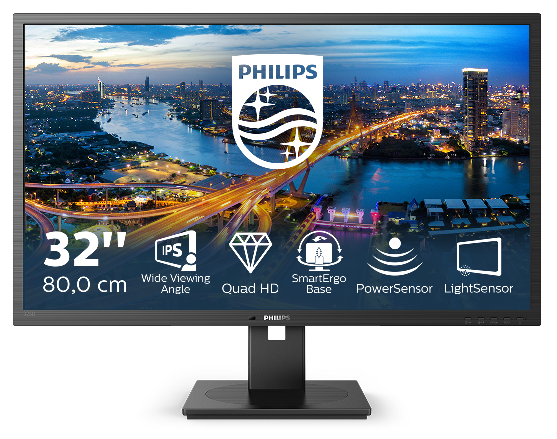 PHILIPS 325B1L/75 32" 16:9 1440p QHD IPS LCD,75HZ,4MS,HDMI(2) DP,USB(4), H/ADJ,SPKR,4YR PHILIPS — view 2