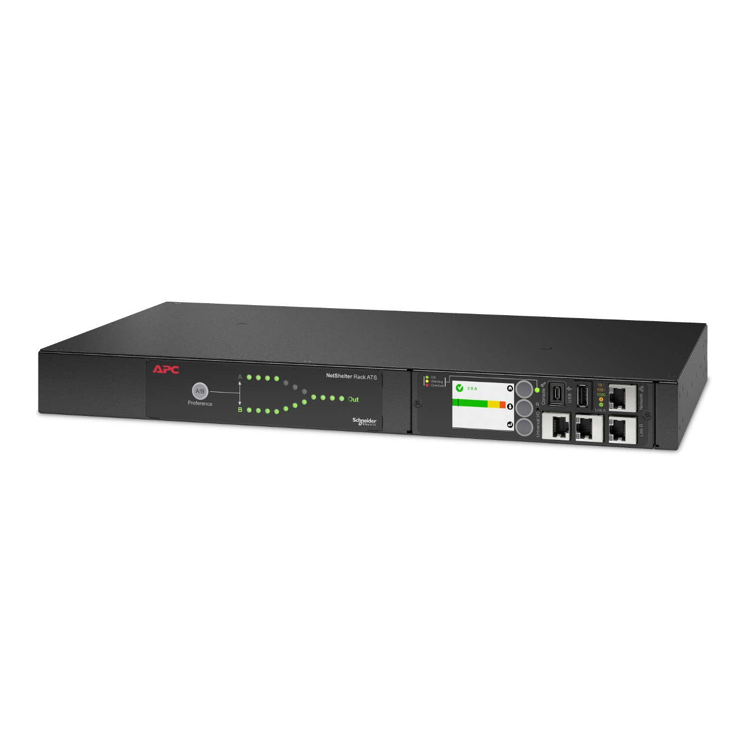 APC (AP4423A) RACK ATS, 230V, 16A, C20 IN, (8) C13 (1) C19 OUT APC — view 2