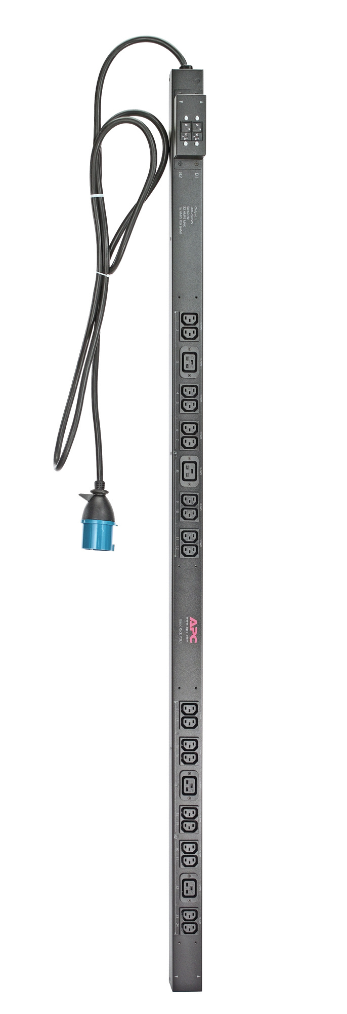 APC BASIC VERTICAL PDU, 230V, 32A, 7.4KW, C13(20), C19(4), IEC-309, 2YR APC — view 2