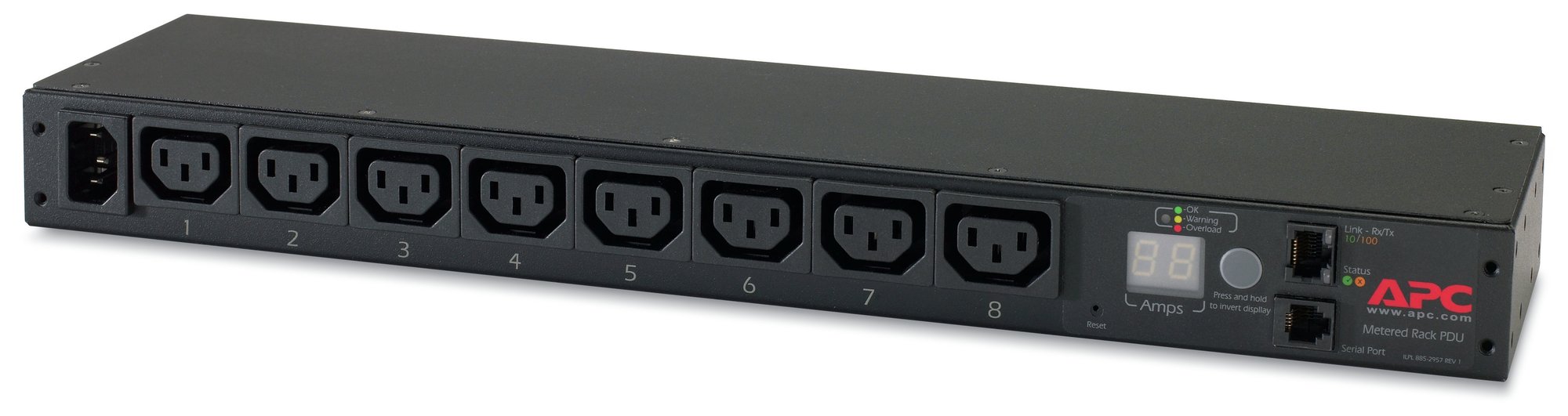 APC RACK PDU, METERED, 1U, 12A/208V, 10A/230V, (8) C13 APC — view 2