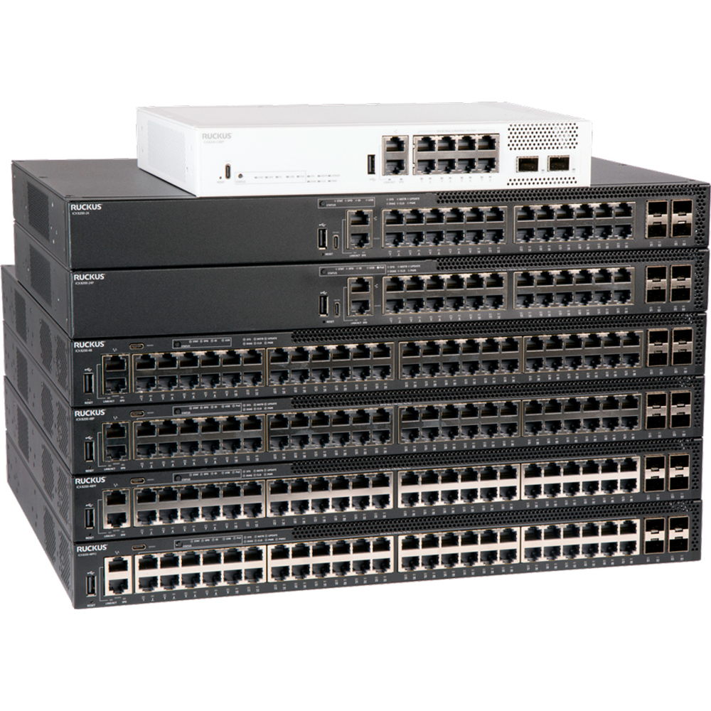RUCKUS ICX8200 48-Port FRU POE4x25GBE SFP28 Switch Bundle 1 PSU RUCKUS — view 2