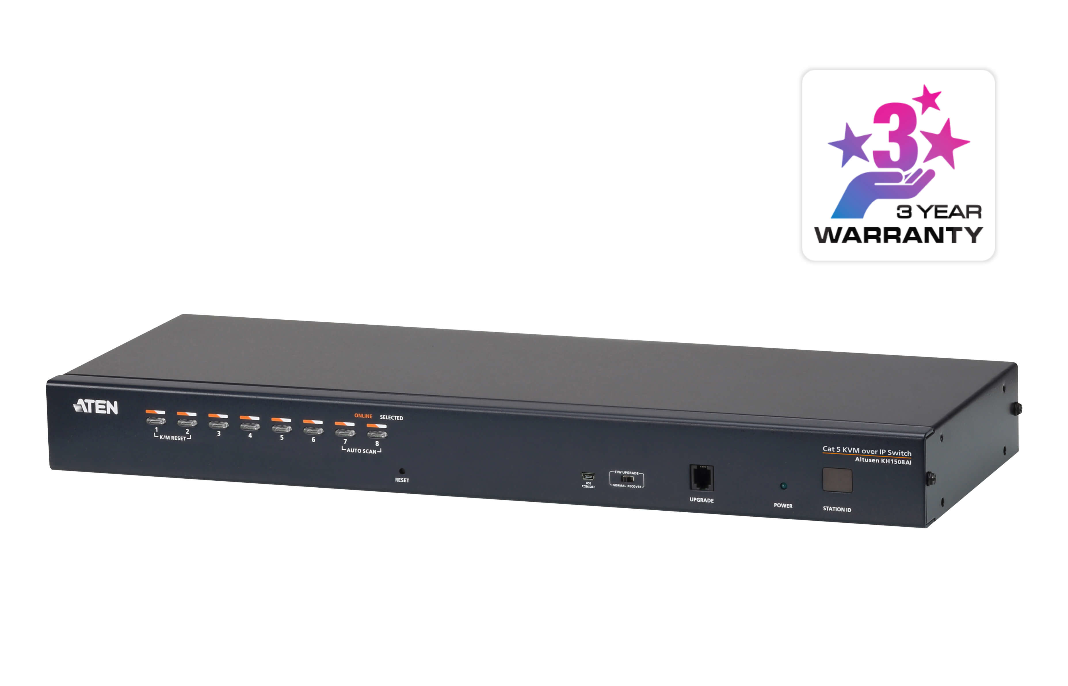 ATEN 1-CONSOLE HIGH DENSITY CAT 5 KVM OVER IP 8 PORT WITH DAISY-CHAIN PORT ATEN — view 2