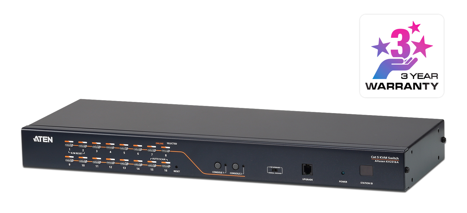 ATEN 2-CONSOLE HIGH DENSITY CAT 5 KVM 16 PORT WITH DAISY-CHAIN PORT ATEN — view 2