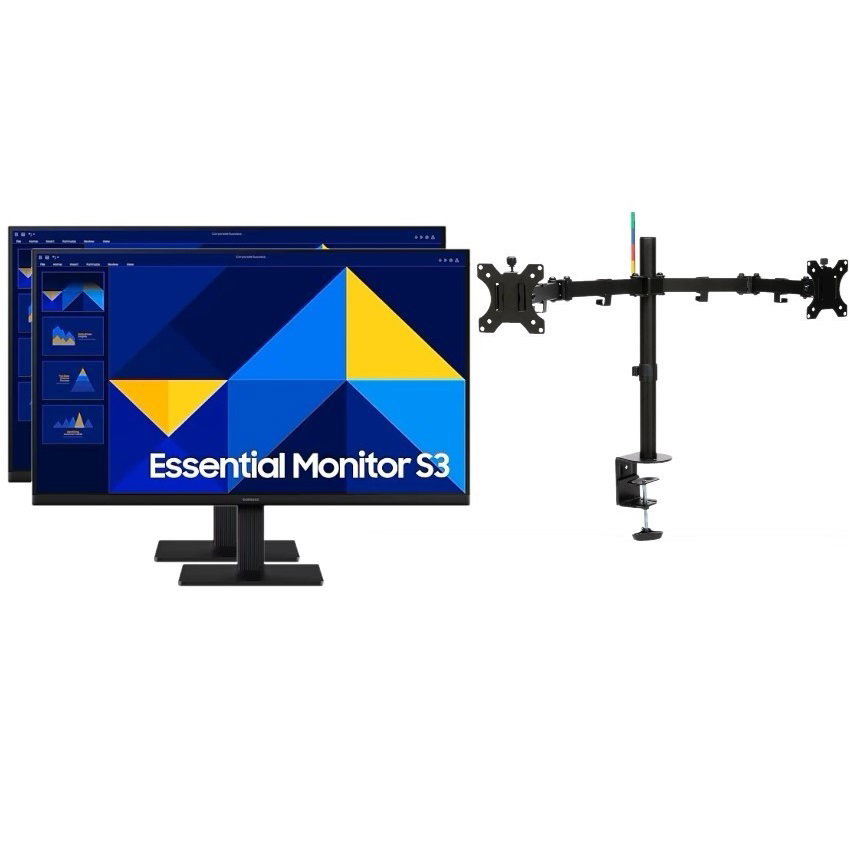2x SAMSUNG S3 S30GD 24" (16:9) FHD IPS MONITOR, 100HZ, D-SUB, HDMI + $20 DUAL MONITOR ARM SAMSUNG — view 2